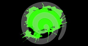 abstract paint brush stroke shape white ink splattering flowing and washing on chroma key green screen, ink splatter splash effect