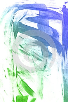 Abstract paint hand drawn blue and green watercolor background, raster illust