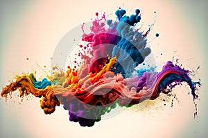 Abstract paint and ink in a rainbow of colors splash, abstract background