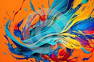 Abstract paint and ink in a rainbow of colors splash, abstract background. Generative AI