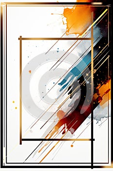 abstract paint splatter background with a square frame