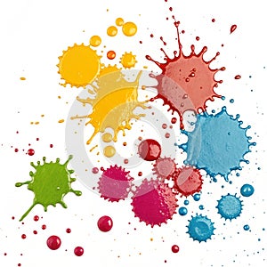 Abstract paint splatter patterns isolated on white background