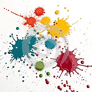Abstract paint splatter patterns isolated on white background