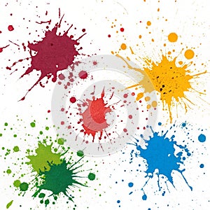 Abstract paint splatter patterns set isolated on white background