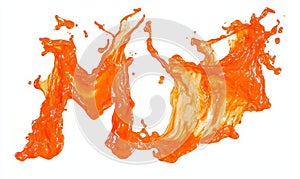 An abstract paint stroke fluid liquid element that is orange and red in color