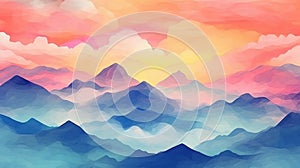 Abstract painted sky with vibrant cloud colors. Artistic background. AIG35.