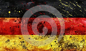 Abstract painted watercolor grunge flag of Germany Bundesflagge und Handelsflagge. Background concept for German national holidays photo