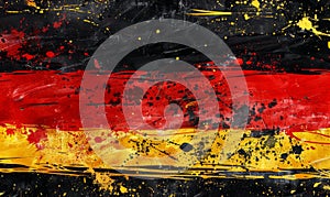 Abstract painted watercolor grunge flag of Germany Bundesflagge und Handelsflagge. Background concept for German national holidays