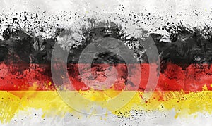 Abstract painted watercolor grunge flag of Germany Bundesflagge und Handelsflagge. Background concept for German national holidays photo