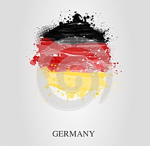 Abstract painted watercolor splashes flag of Germany Bundesflagge und Handelsflagge. Background concept for German national photo