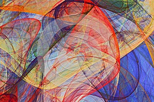 Abstract painting background of colorful fluttering veils