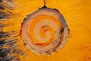 Abstract painting background with orange circle on itt, in the style of wood