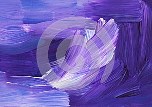 Abstract painting background. Violet, purple, blue, white brush strokes on paper. Multicolored contemporary artwork