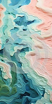 Abstract Painting With Blues And Pinks In Accurate Topography Style