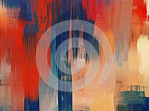 Abstract painting on canvas, hand drawn artwork in contemporary style. Modern art made with red and blue paint smears and rough br