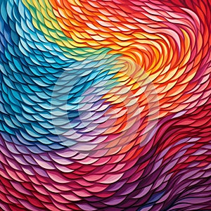 Vibrant Crayon Op Art Wall Art With Colorful Curved Wave Texture photo