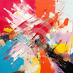 Abstract Painting: Energetic Compositions With Crossed Colors photo