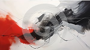 Energetic Black And White Abstract Installation Art With Red Accents photo
