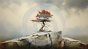 Rustic Figurative Tree Painting On Rocks - Inspired By Philip Mckay And Patrick Brown photo