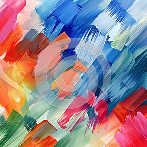 Abstract Painting Featuring Multicolored Brush Strokes