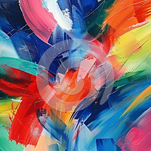 Abstract Painting Featuring Multicolored Brush Strokes