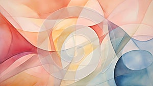 Organic Forms: Mannerism Abstract Watercolor In Red, Blue, And Orange photo