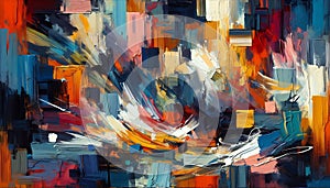 Abstract Painting Featuring Vibrant Colors and Dynamic Brushstrokes