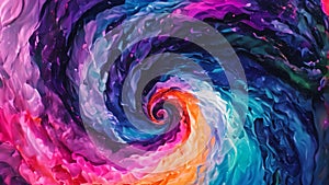 An abstract painting featuring vibrant and dynamic swirls of various colors, Vortices of cool colors hinting at a whirl of