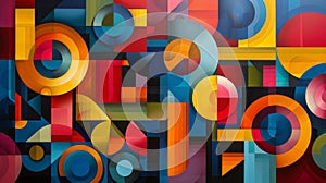 Colorful Abstract Painting With Shapes and Lines