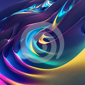 abstract painting fluid art . A mixture of colors, waves and golden curls. For posters, other printed materials. 3d render