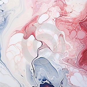 Abstract Painting: Fluid Simplicity In Red, Blue, And White