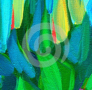 Abstract painting with green blue spots, illustration
