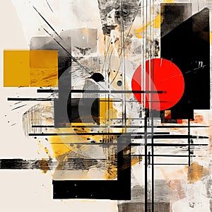 Abstract Expressionism In Graphic Design: Red And Yellow Abstract Painting photo