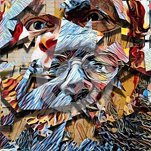 Knowledge. Man`s face in glasses