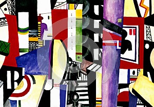 Abstract painting in manner of Leger photo