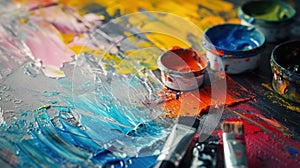 abstract painting with many different colors of paint