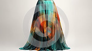 Abstract Painting Maxi Skirt - Teal And Amber Motion Blur Panorama