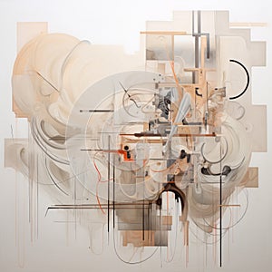 Abstract Painting With Mechanized Forms And Dreamlike Installations