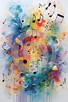 Abstract painting by a piece of music, with the melodies, rhythms, harmonies into a visual symphony of colors and shapes