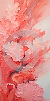 Abstract Painting Of Pink Flowers: Fluid Formations And Monochromatic Palettes