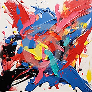 Abstract Painting: Singing Inspired Explosion Of Energetic Strokes In Pop Art Style