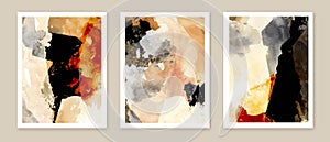 Abstract painting wall art set. Posters, covers, prints. Grunge oil, watercolor hand painted backgrounds. photo