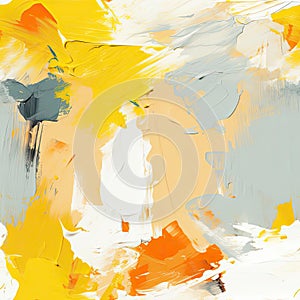 Abstract painting of yellow, orange and grey with free brushwork (tiled)