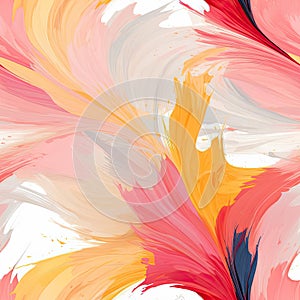 Abstract painting with yellow, red, and orange colors on a white background (tiled)