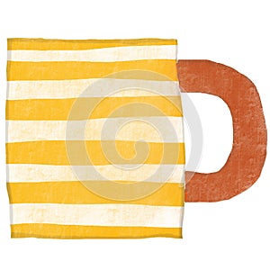 Abstract painting of a yellow striped coffee or tea cup Art element