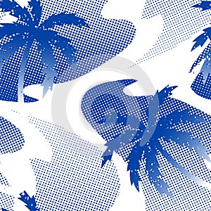 Abstract palm tree reflection on the water seamless pattern