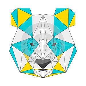 Abstract panda on white background. Polygonal triangle geometric illustration