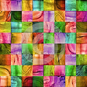 Abstract paneling pattern - different colors - wooden background