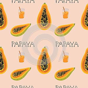 Abstract papayas summer vibes vector seamless pattern