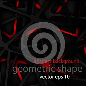 Abstract, paper background with black and red elements and text